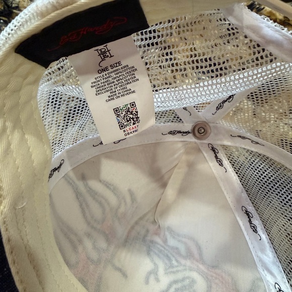 Ed Hardy White Mesh Trucker Cap with Rhinestone Skull Accent main image 5